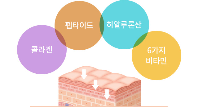 콜라겐 펩타이드 히알루론산 6가지 비타민 피부 침투 일러스트