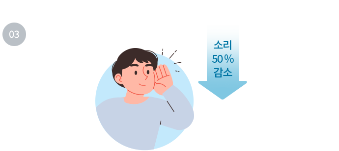 소리 50% 감소 일러스트