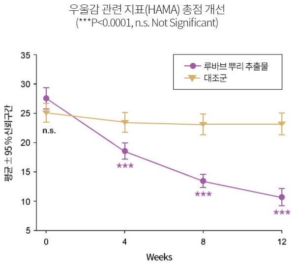 우울감 관련 지표(HAMA) 총점 개선 그래프